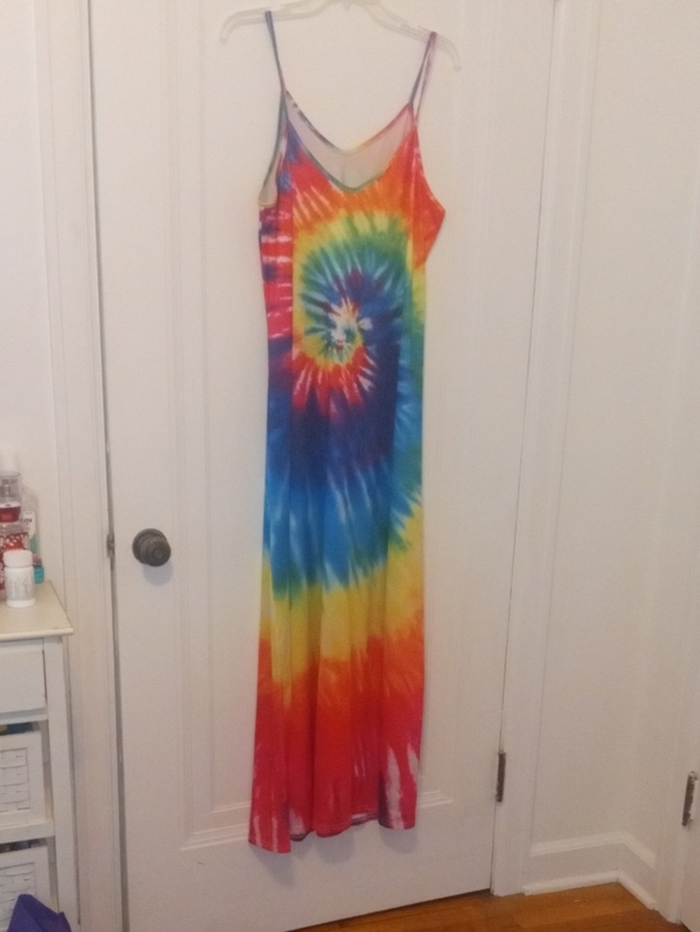 women 2x bright colorful tie-dye maxi dress